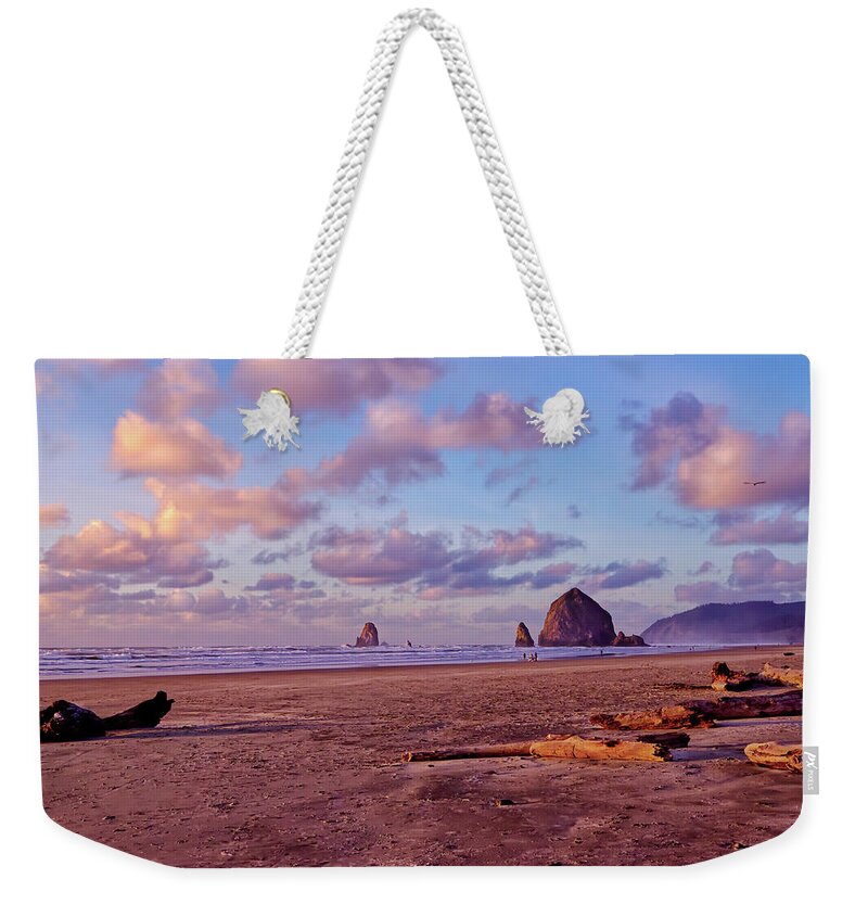 Beach Weekender Tote Bag featuring the photograph Haystack Rock by Loyd Towe Photography