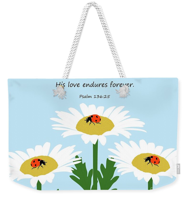 Christian Art Weekender Tote Bag featuring the digital art He Gives Food to Every Creature by Donna Mibus