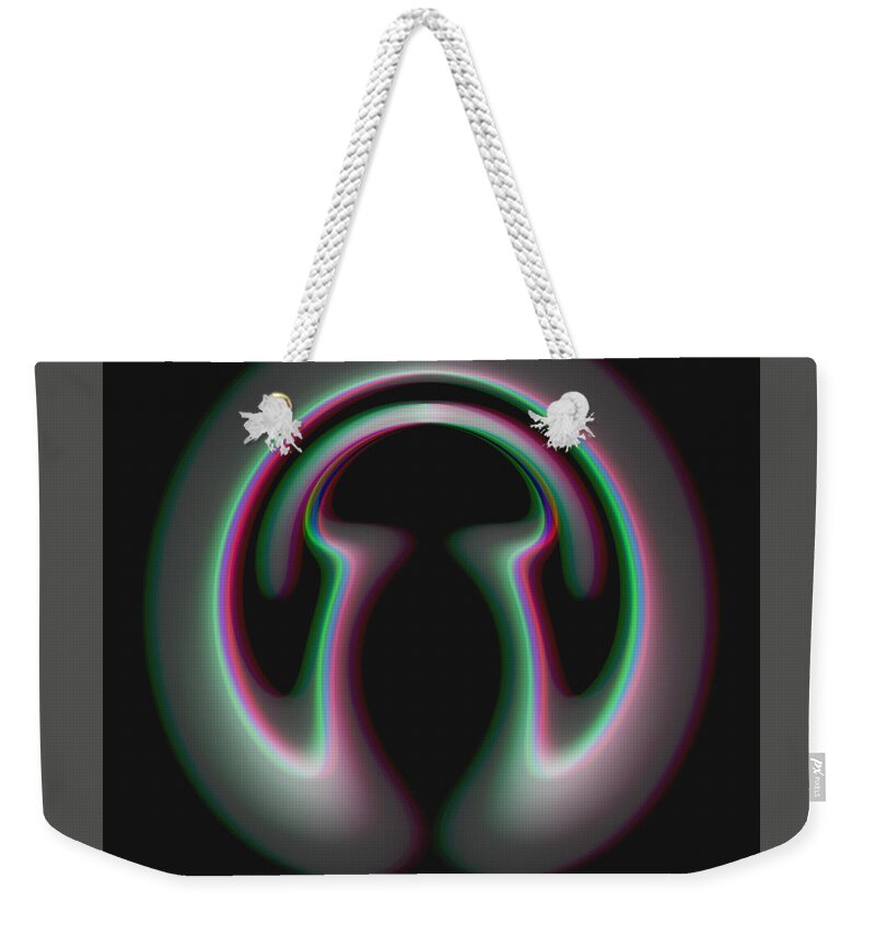 Head Phones Headphones Music Listen Abstract Invert Inverted Weekender Tote Bag featuring the digital art Head Phony Imagine2 by Jon VanStrate