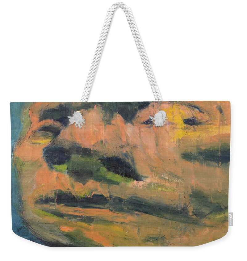 #oilonpaper Weekender Tote Bag featuring the painting Head Study 3 by Veronica Huacuja