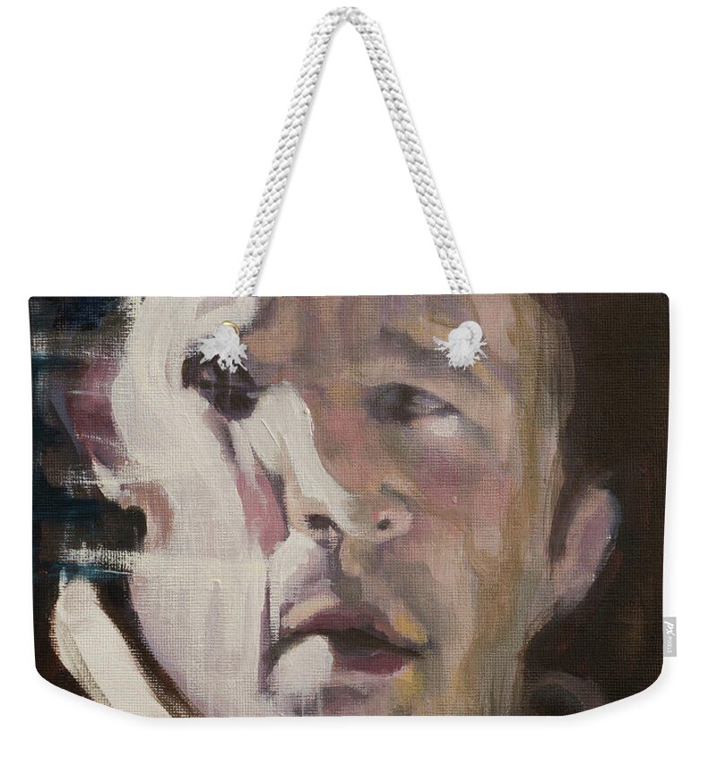 #portrait Weekender Tote Bag featuring the painting Head Study 35 by Veronica Huacuja