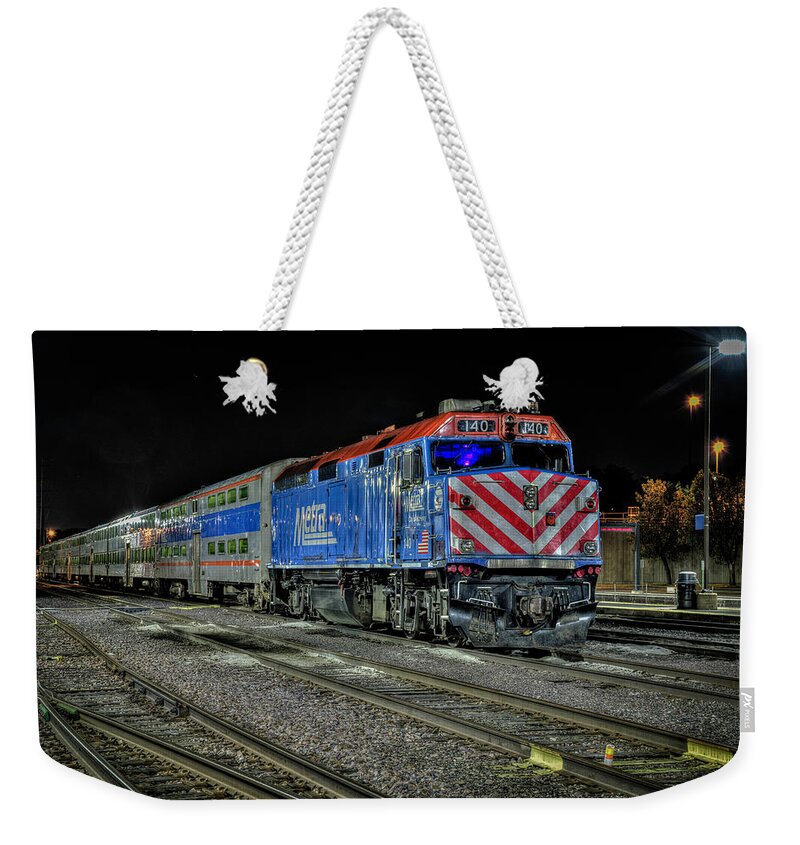 Metra Weekender Tote Bag featuring the photograph Headin Into the City by Laura Hedien