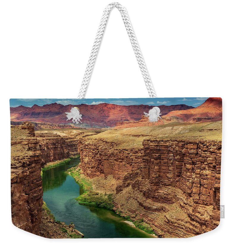 Arizona Grand Canyon Marble Cliffs Colorful Rock Landscape Lee's Ferry Headwaters Colorful Fstop101 Weekender Tote Bag featuring the photograph Headwaters of the Grand Canyon by Geno Lee