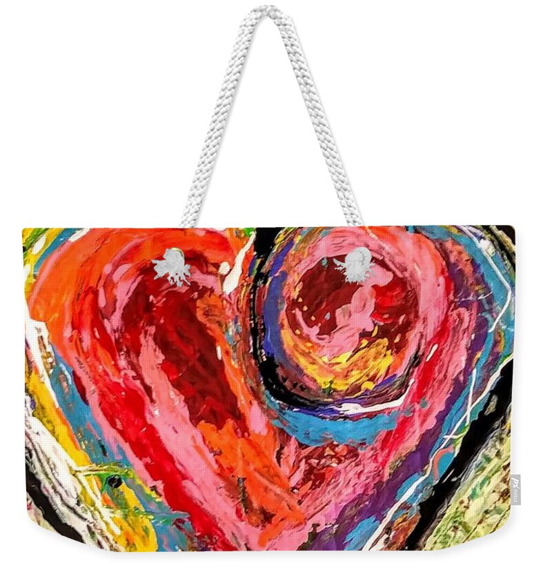 Heart Weekender Tote Bag featuring the painting Heart 3 by Kiki Curtis