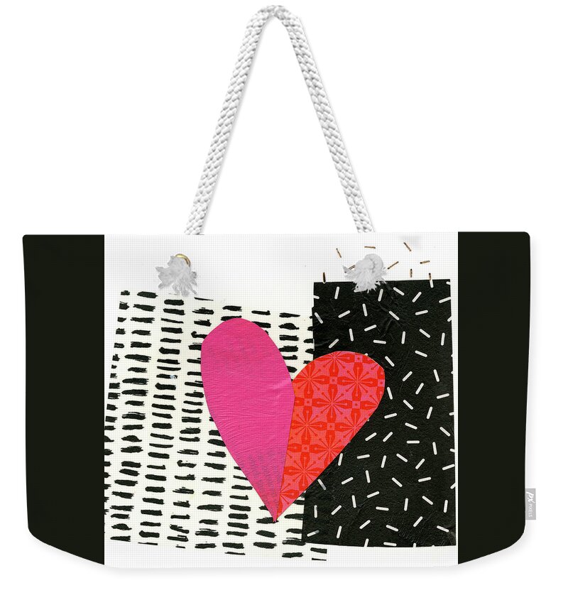 Abstract Art Weekender Tote Bag featuring the painting Heart Collage #58 by Jane Davies