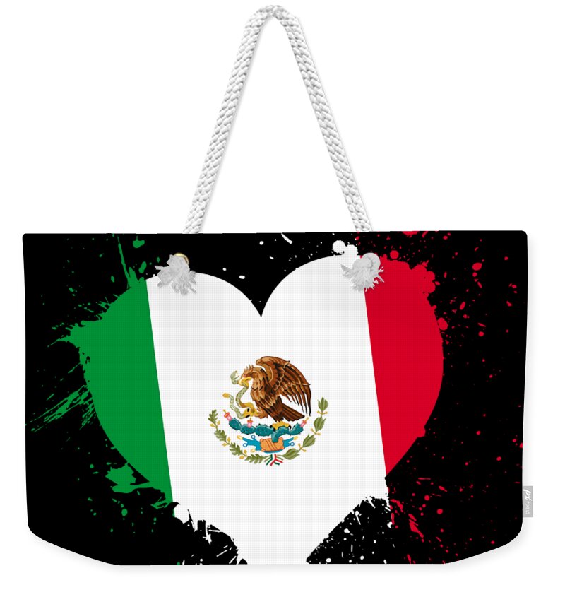 Actor Weekender Tote Bag featuring the digital art Heart Mexican Flag Mexico by Lotus Leafal