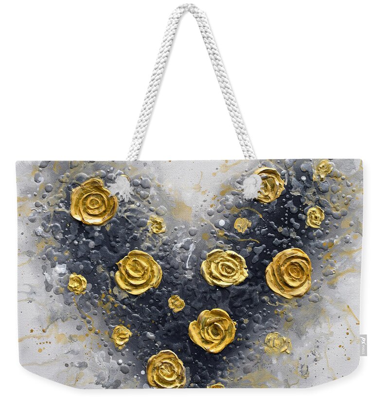 Heart Weekender Tote Bag featuring the painting Heart of Gold by Amanda Dagg