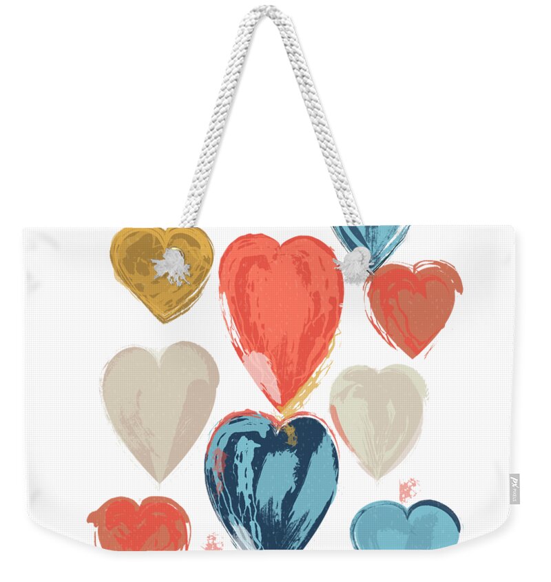 Nicholas Brendon Weekender Tote Bag featuring the digital art Heart On You Always - Gold Combo by Nicholas Brendon