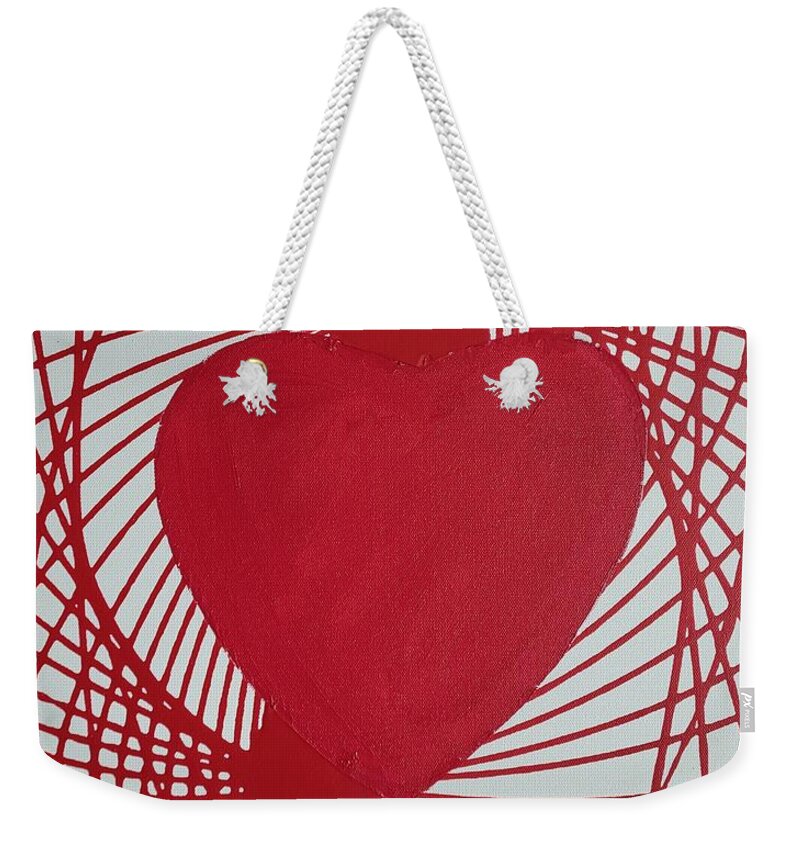 Valentines Day Weekender Tote Bag featuring the painting Heart Pendulum Painting by Stacy C Bottoms