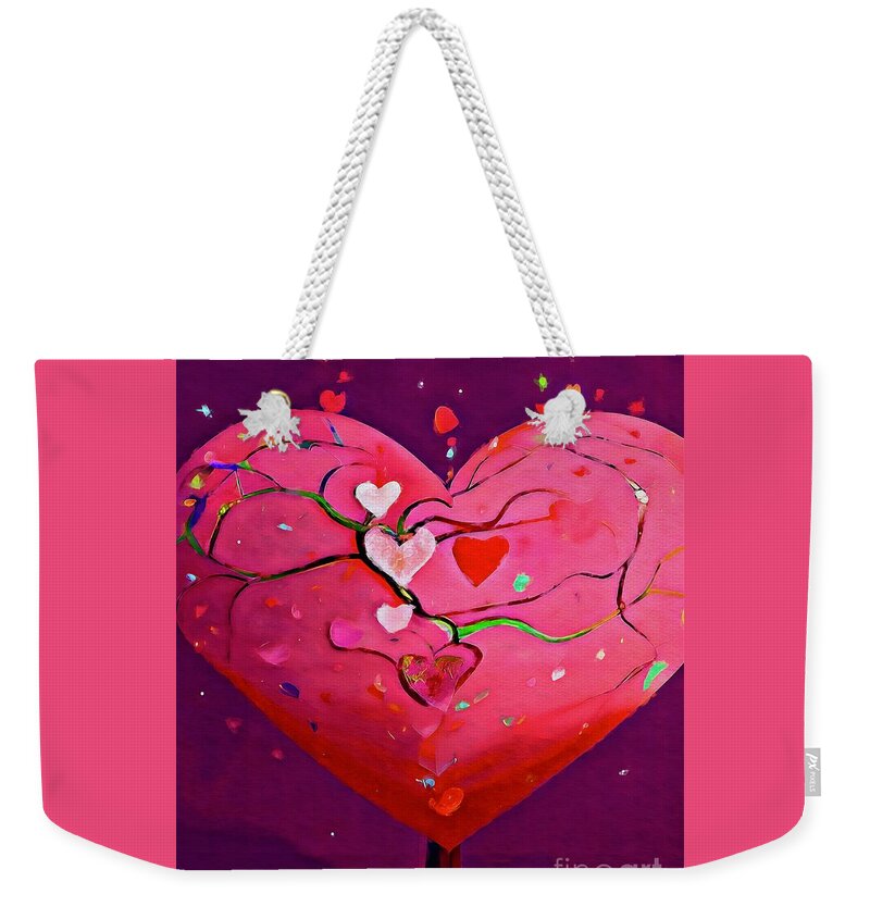 Heart Weekender Tote Bag featuring the digital art Heart Tree by Laurie's Intuitive