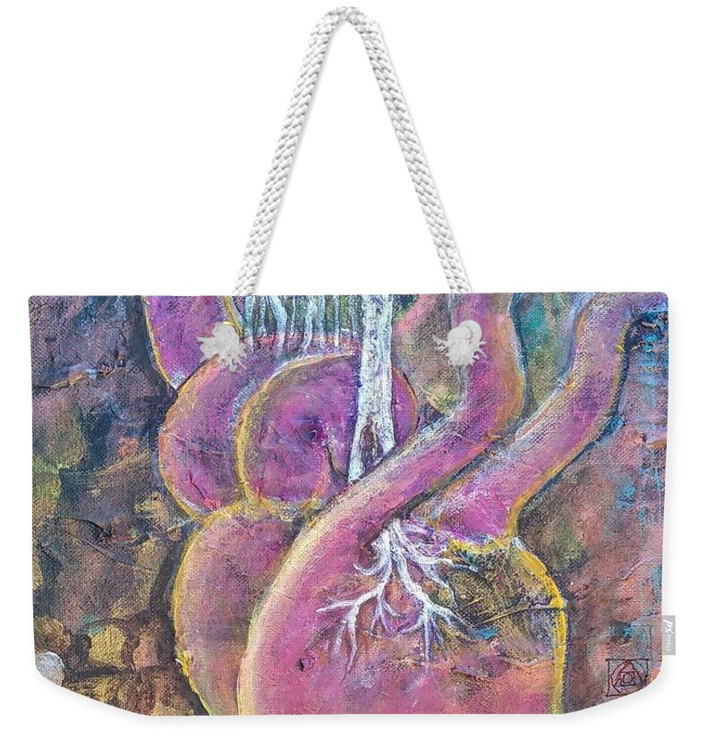 Heart Weekender Tote Bag featuring the painting Hearts New Tree of Life by Feather Redfox