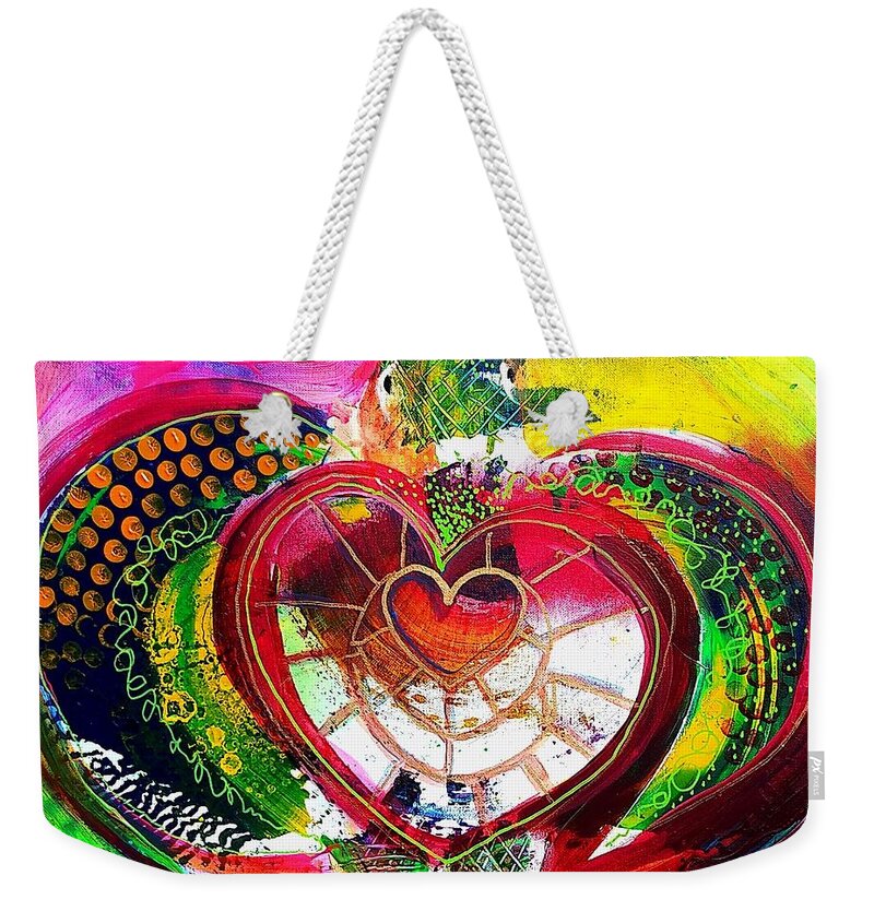 Sea Turtle Weekender Tote Bag featuring the painting Hearty, Spicy Sea Turtle by J Vincent Scarpace