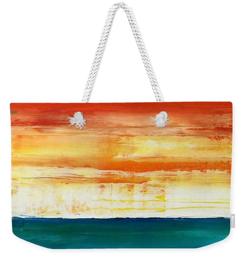 Red Weekender Tote Bag featuring the mixed media Heat Wave by Linda Bailey