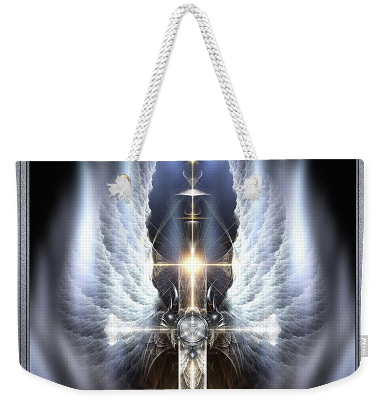 Heaven Weekender Tote Bag featuring the digital art Heavenly Angel Wings Cross by Rolando Burbon