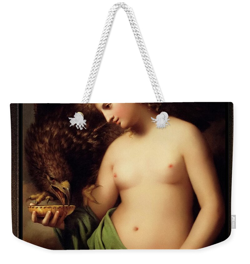 Hebe Weekender Tote Bag featuring the painting Hebe Offering Cup to Jupiter by Gaspare Landi Fine Art Old Masters Reproduction by Rolando Burbon