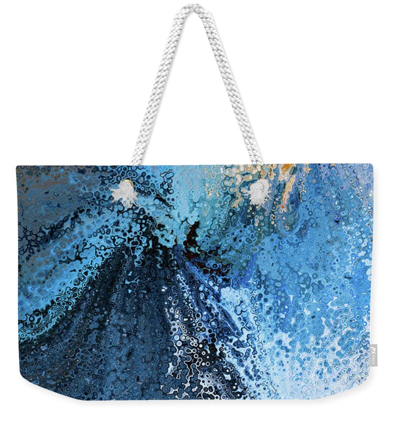 Blue Weekender Tote Bag featuring the painting Hebrews 10 23. Hold Fast. by Mark Lawrence