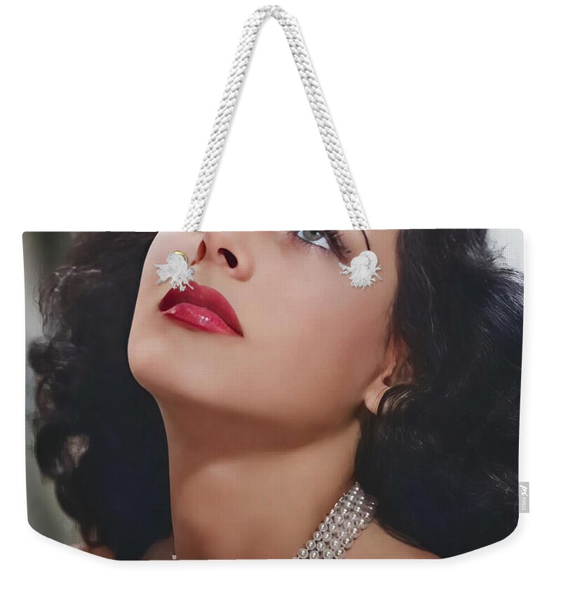 Hedy Lamarr Portrait 4 Weekender Tote Bag featuring the digital art Hedy Lamarr Portrait 4 by Chuck Staley