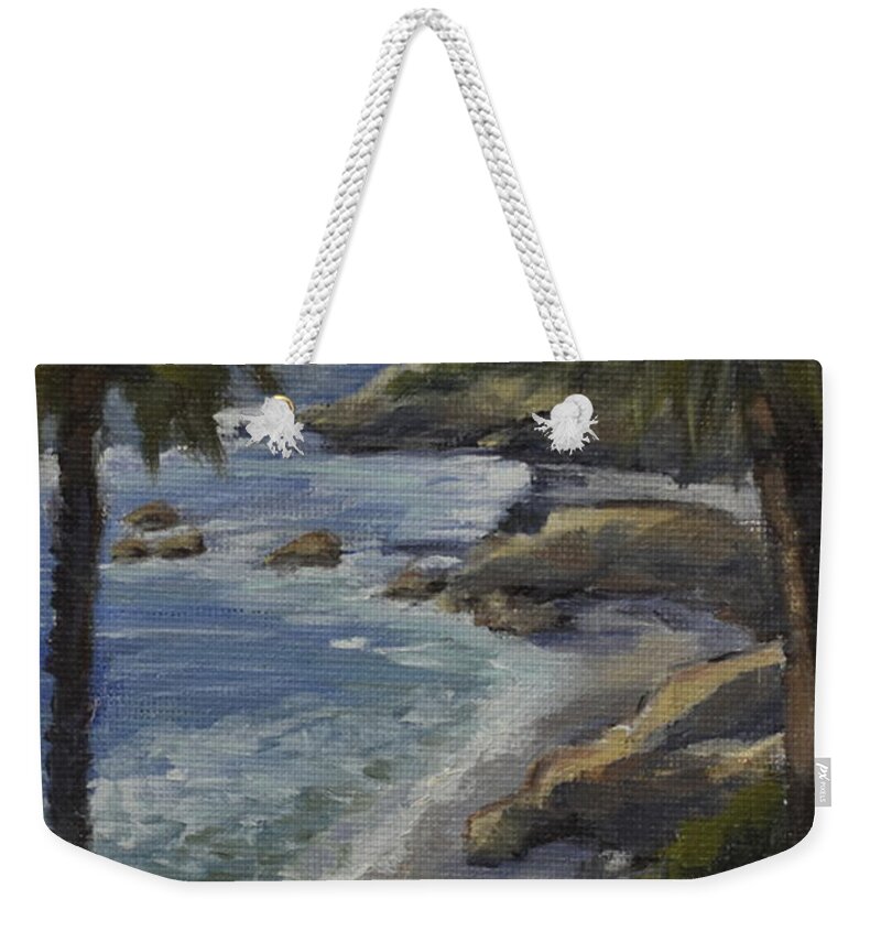 Ocean Weekender Tote Bag featuring the painting Heisler Park II by Elisa Arancibia