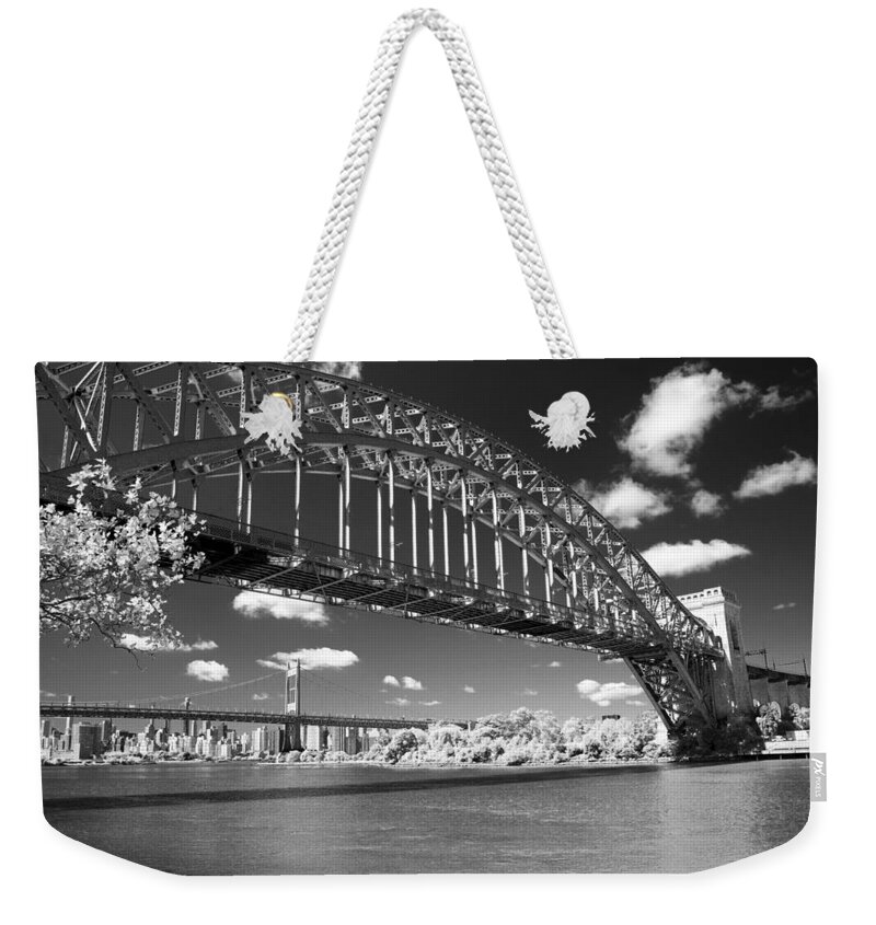 Hell Gate Bridge Weekender Tote Bag featuring the photograph Hell Gate and Triboro Bridges by Steve Ember