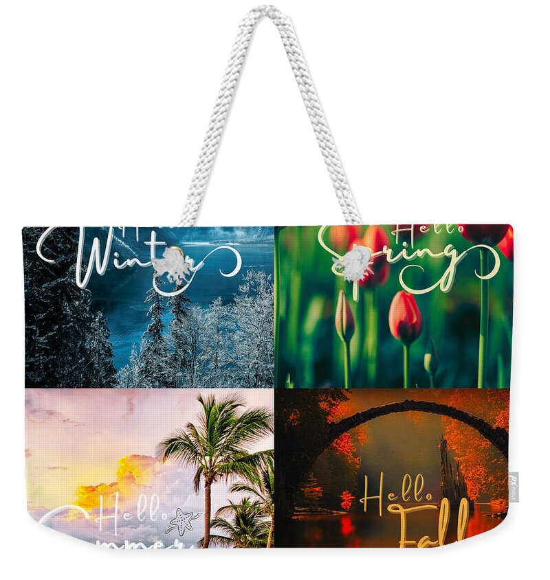 Winter Weekender Tote Bag featuring the digital art Hello Seasons Collection by Tina Mitchell