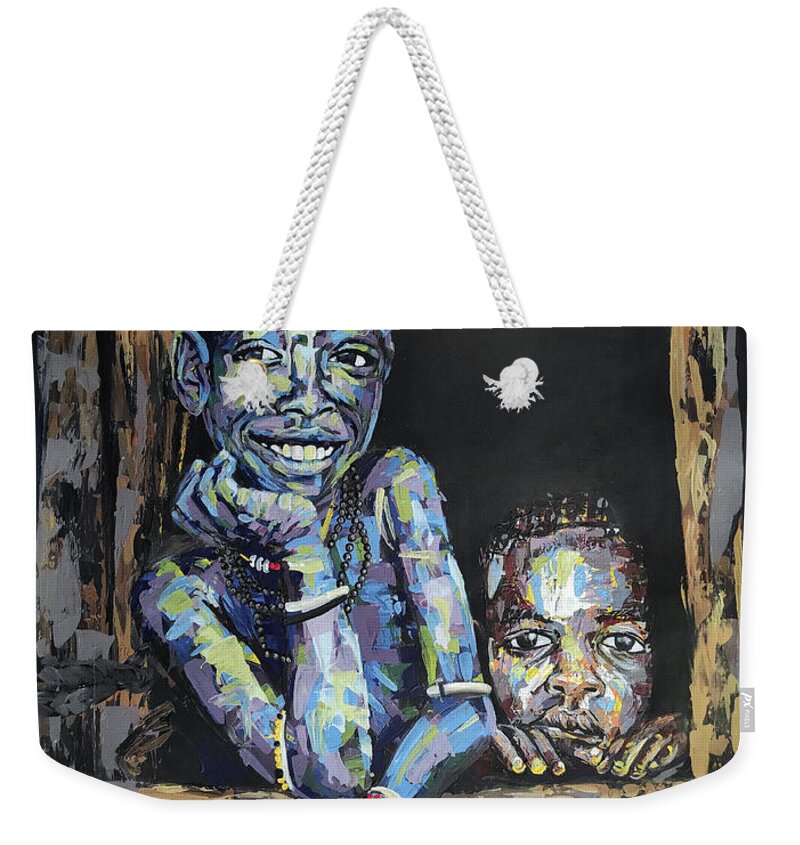  Weekender Tote Bag featuring the painting Hello Stranger by Ronnie Moyo