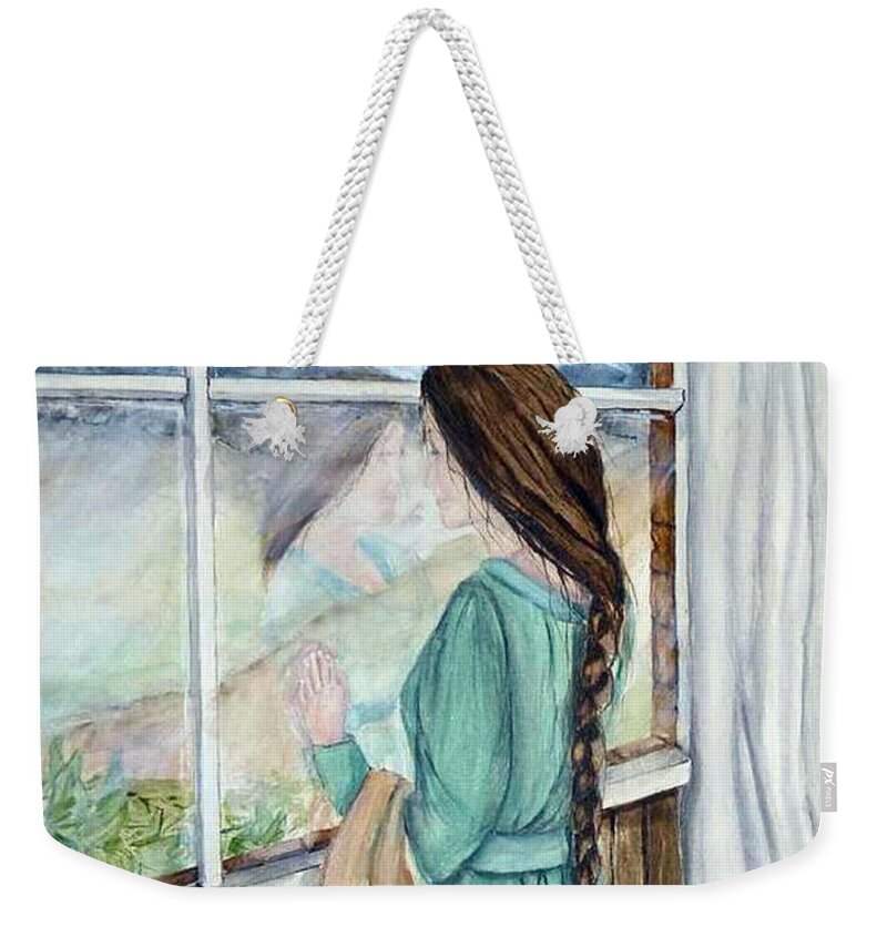 Young Girl Weekender Tote Bag featuring the painting Her Dreams Are Out There by Kelly Mills