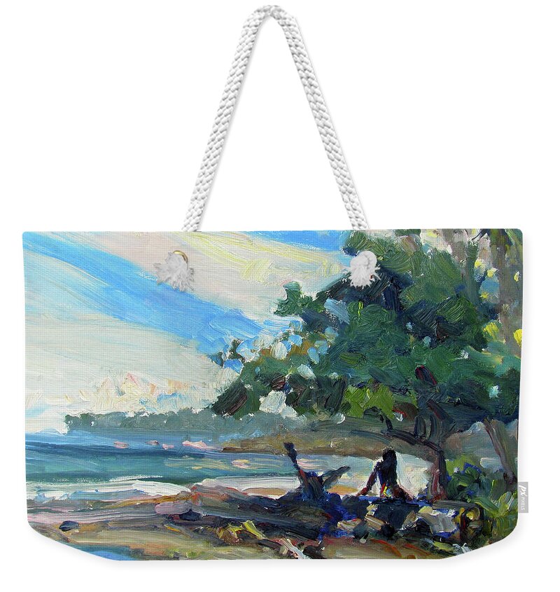 Caribbean Coast Weekender Tote Bag featuring the painting Her Favorite Spot by John McCormick