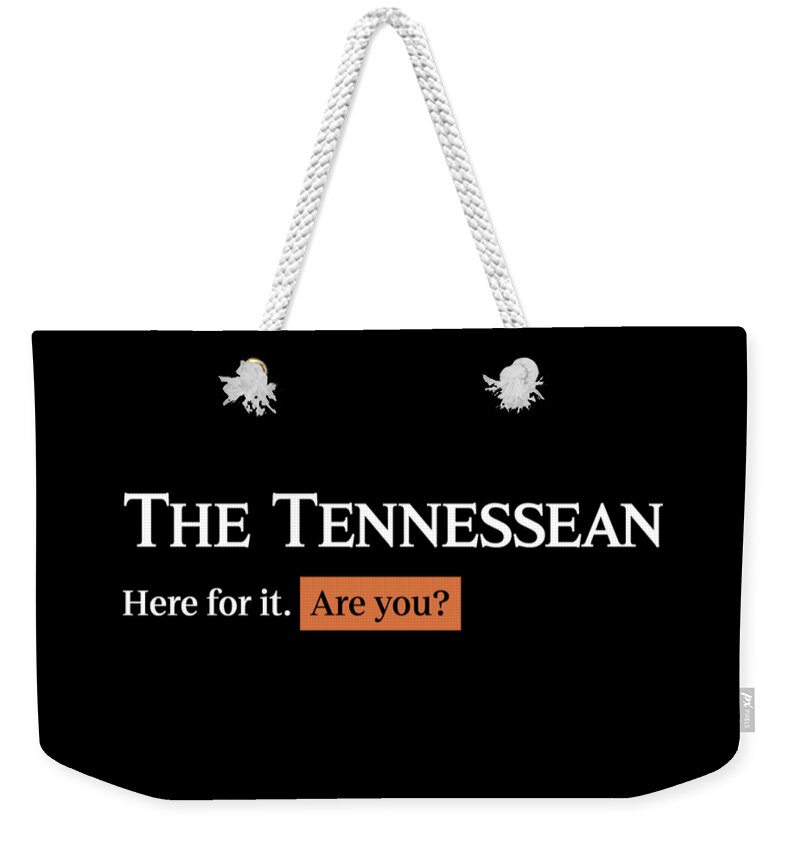 Nashville Weekender Tote Bag featuring the digital art Here for it - Tennessean Black by Gannett