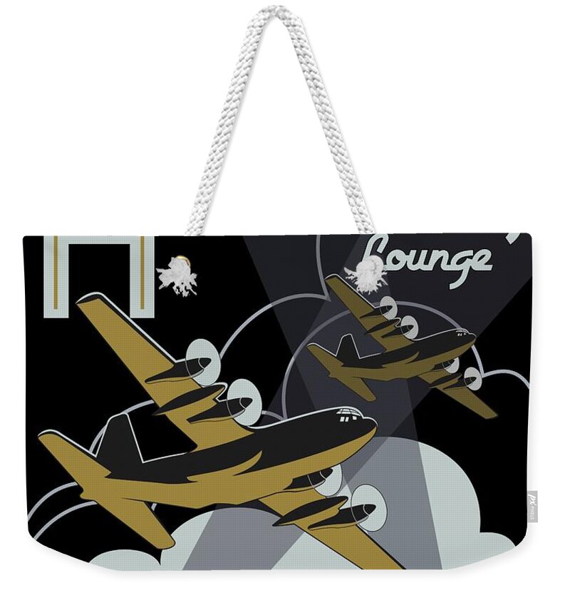 C-130 Hercules Weekender Tote Bag featuring the digital art Herk Deco - Mango Edition by Michael Brooks