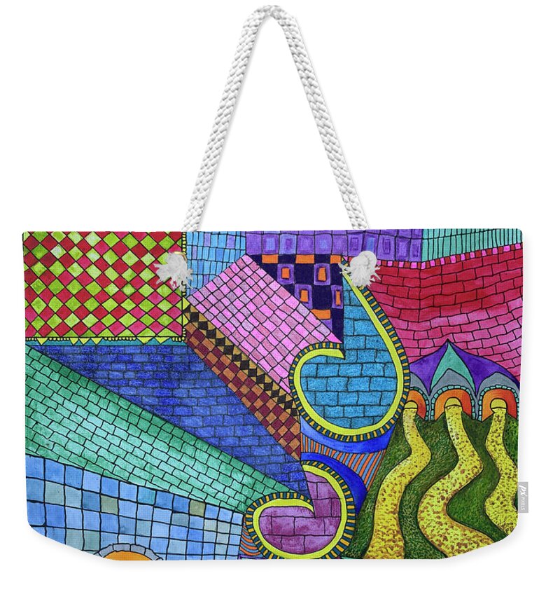 Fantasy Castle Weekender Tote Bag featuring the drawing Hermit's Castle Series #3 by Lorena Cassady