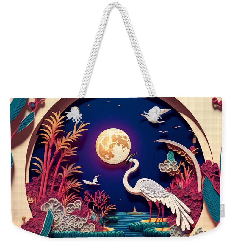 Paper Craft Weekender Tote Bag featuring the mixed media Heron II by Jay Schankman
