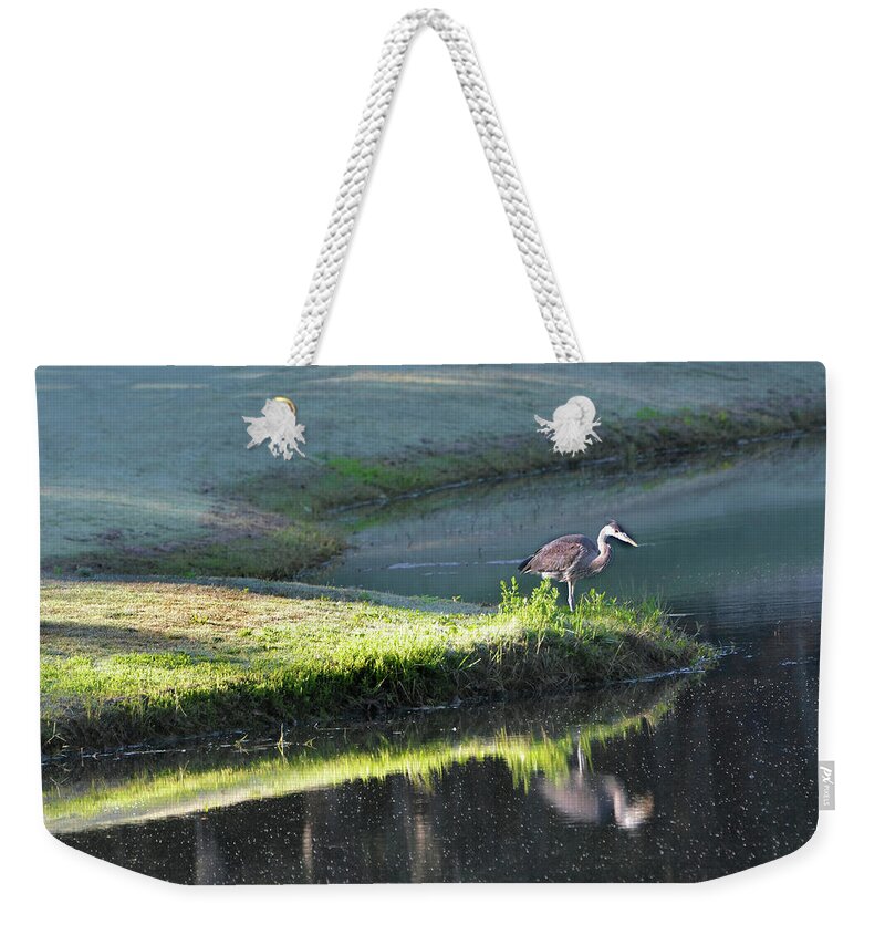 Great Blue Heron Weekender Tote Bag featuring the photograph Heron On Point by Jerry Griffin