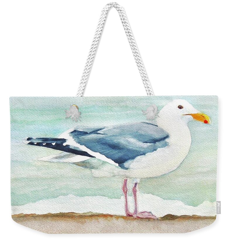 Seagull Weekender Tote Bag featuring the painting Herring Seagull by Patty Kay Hall