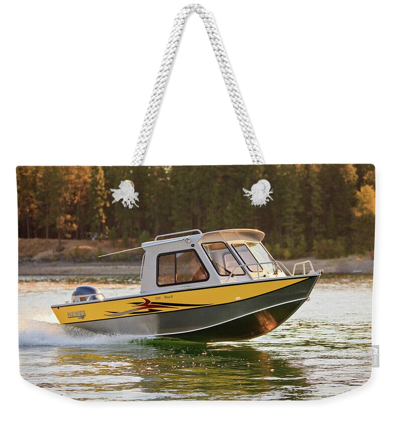 Hewescraft Weekender Tote Bag featuring the photograph Hewescraft boat 046 by Mike Penney