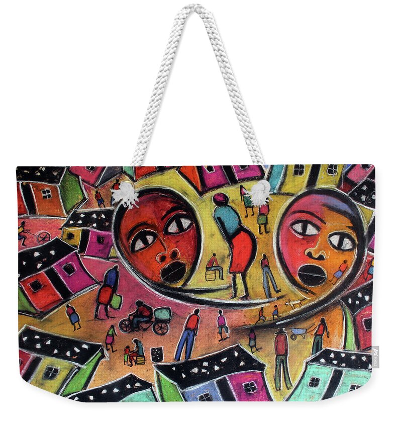  Weekender Tote Bag featuring the painting Hey Sister by Eli Kobeli