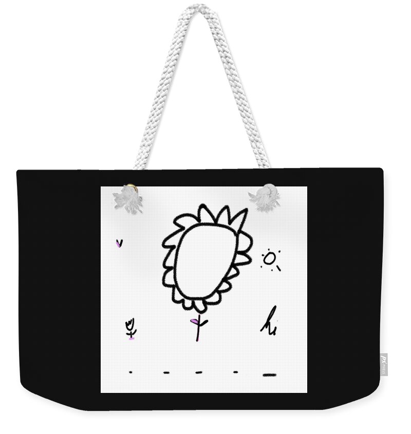 Flower Weekender Tote Bag featuring the digital art Hi Flower by Ashley Rice