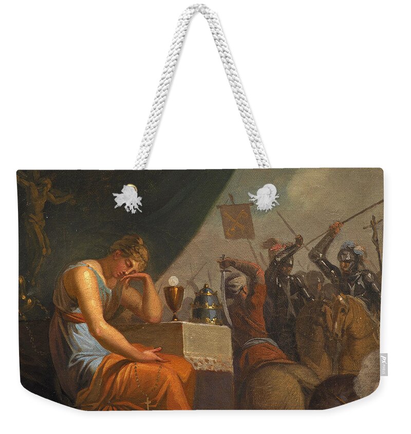 Nicolai Abildgaard Weekender Tote Bag featuring the painting Hierarchy at its Peak at the time of the Crusades by Nicolai Abildgaard