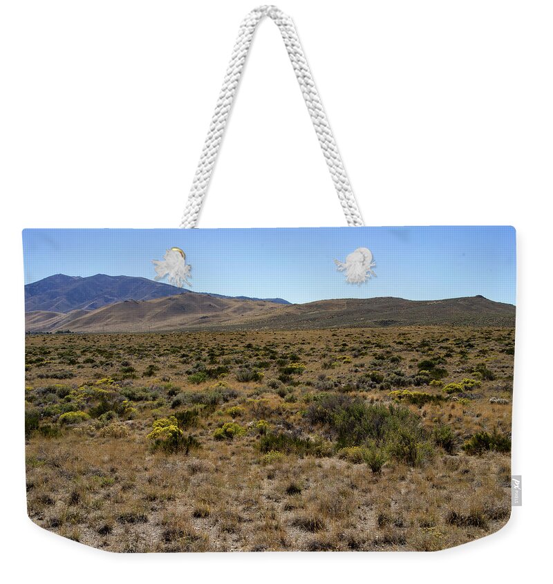 Sky-blue Weekender Tote Bag featuring the photograph High Desert by Ron Roberts