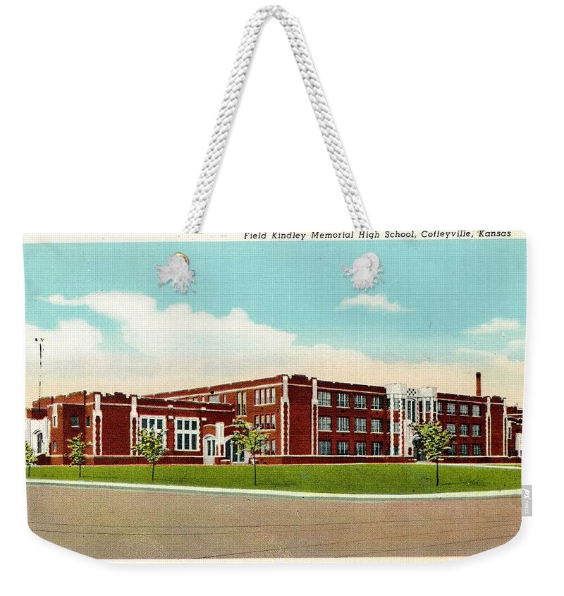 Postcard Weekender Tote Bag featuring the photograph High School Coffeyville Kansas by Mel Thompson