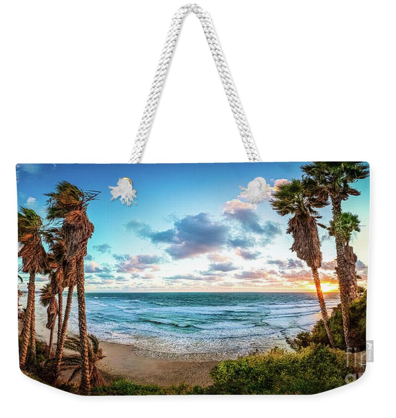 Beach Weekender Tote Bag featuring the photograph High Winds at Swami's Beach by David Levin