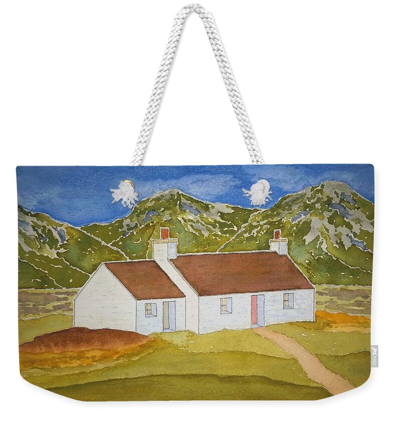 Watercolor Weekender Tote Bag featuring the painting Highland Home by John Klobucher