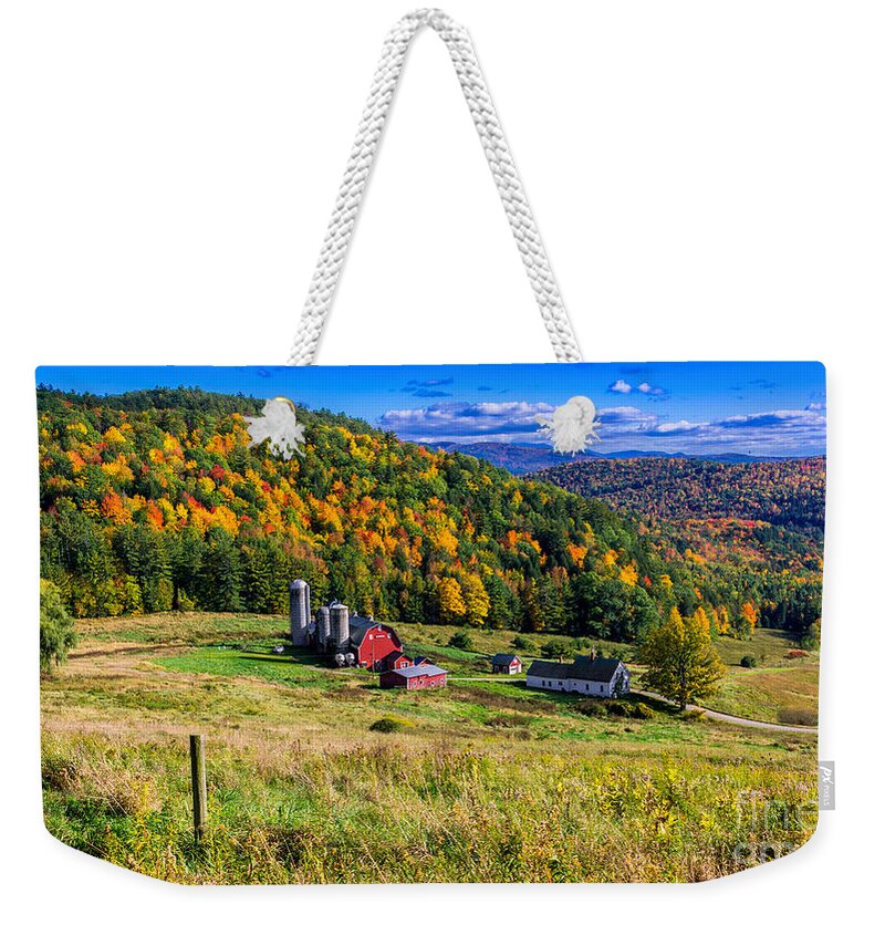 Barn Weekender Tote Bag featuring the photograph Hillside Acres Farm. by Scenic Vermont Photography