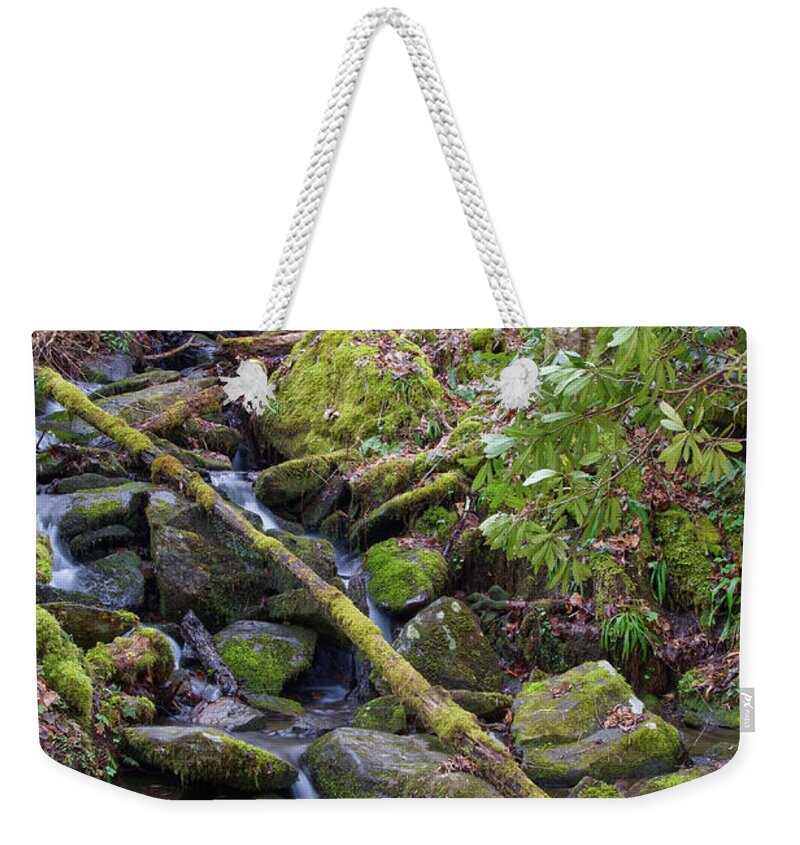 Hillside Weekender Tote Bag featuring the photograph Hillside Waterfall by Phil Perkins