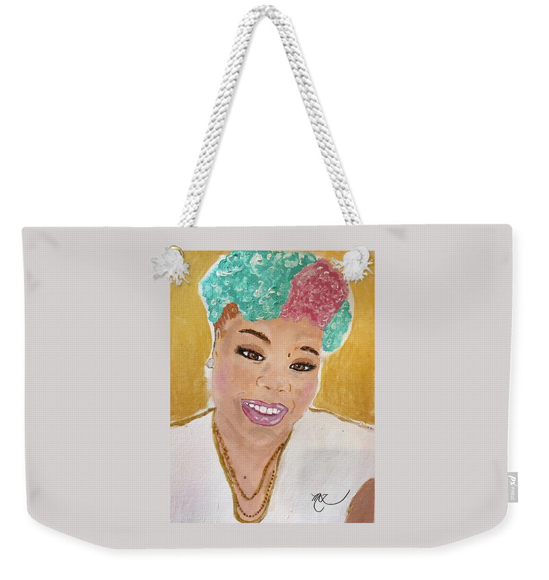 African-american Weekender Tote Bag featuring the painting African-american Hip-hop Goddess by Melody Fowler