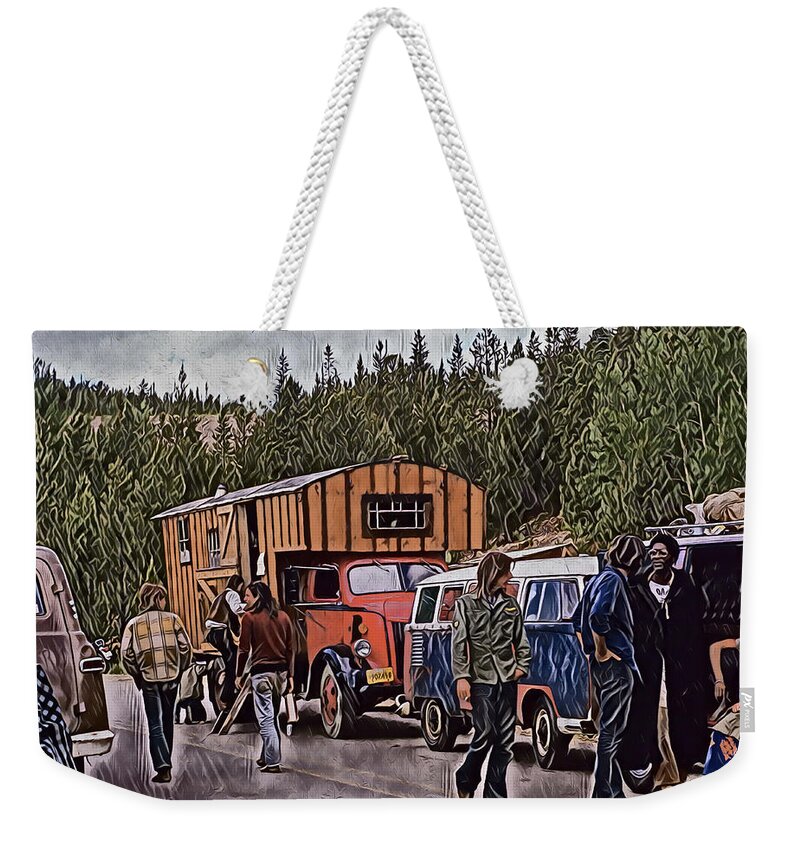 Hippies. Colorado Weekender Tote Bag featuring the photograph Hippies in Colorado 1970 by Jim Mathis