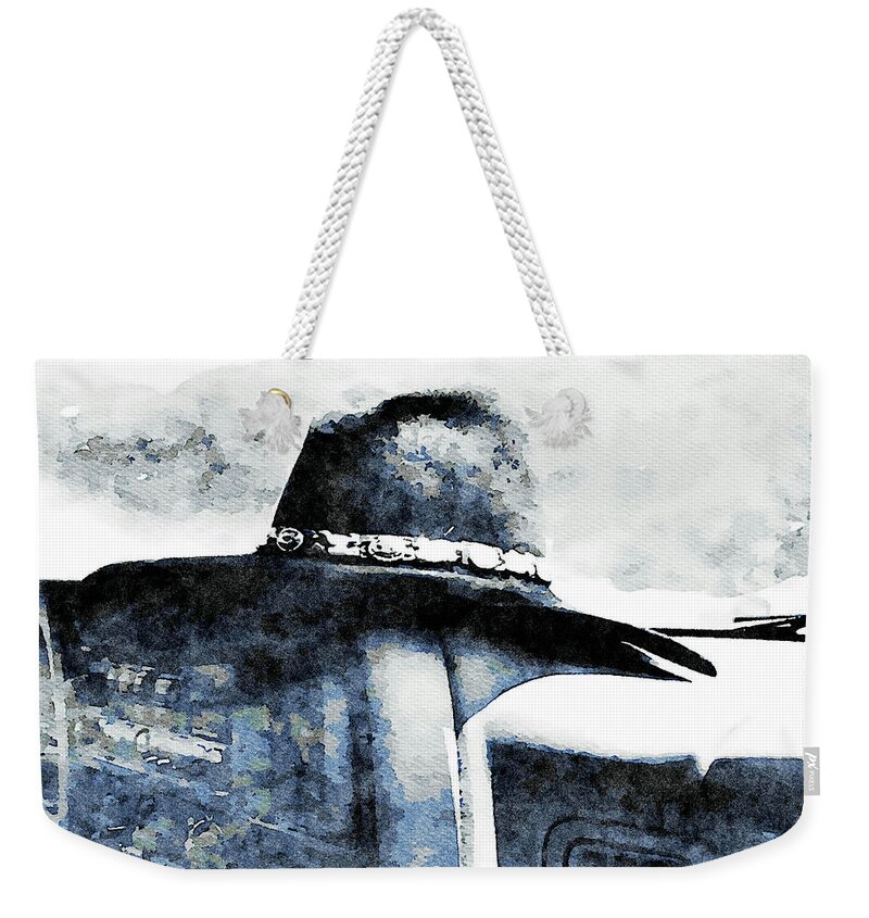 Watercolor Weekender Tote Bag featuring the mixed media His Favorite Hat Watercolor Painting by Shelli Fitzpatrick