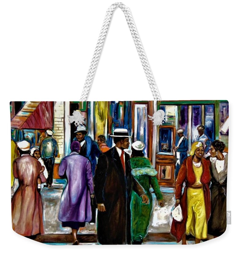 Black Art Weekender Tote Bag featuring the painting Histor Of Black Wall Street by Emery Franklin