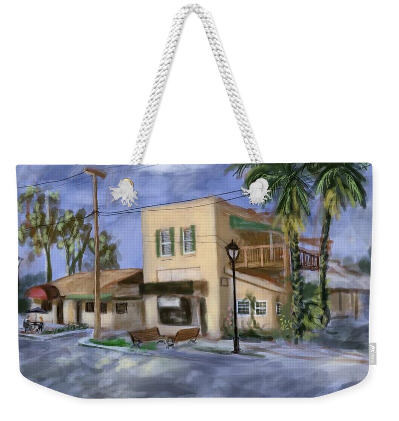 Inverness Weekender Tote Bag featuring the digital art Historic George Dickinson Grocery Store, Inverness, Florida by Larry Whitler