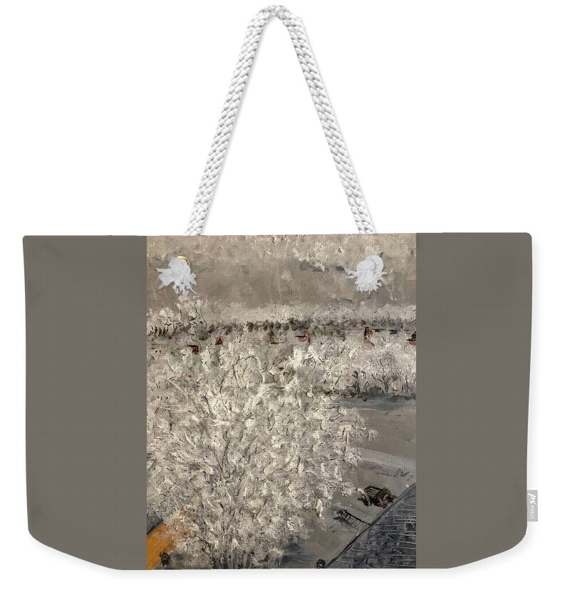 Winter Weekender Tote Bag featuring the painting Hoarfrost by Bethany Beeler