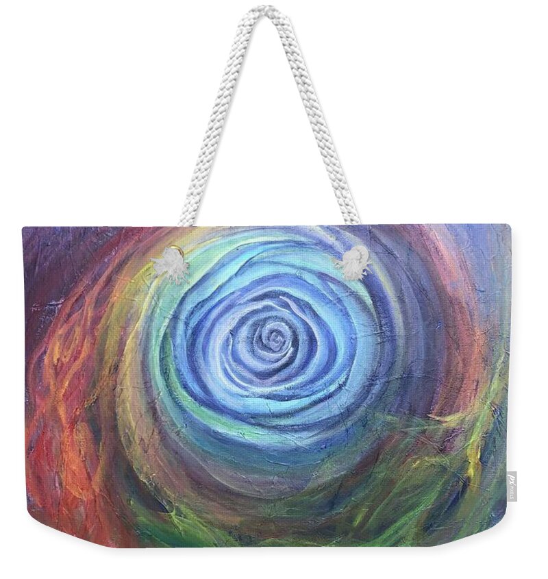 Cosmic Weekender Tote Bag featuring the painting Holding Centered by Kristine Izak